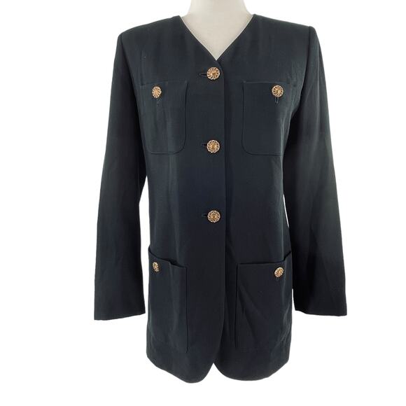 Episode Carolyn Wight Freeman Vintage Black Wool Classic Long Jacket Blazer 4 - Picture 3 of 16